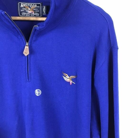 American Living Royal Blue Half Zip Up Pullover - Picture 2 of 5